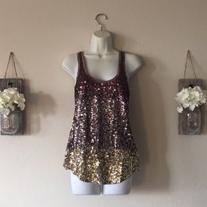Express Sequin Tank Top - Purple/Gold